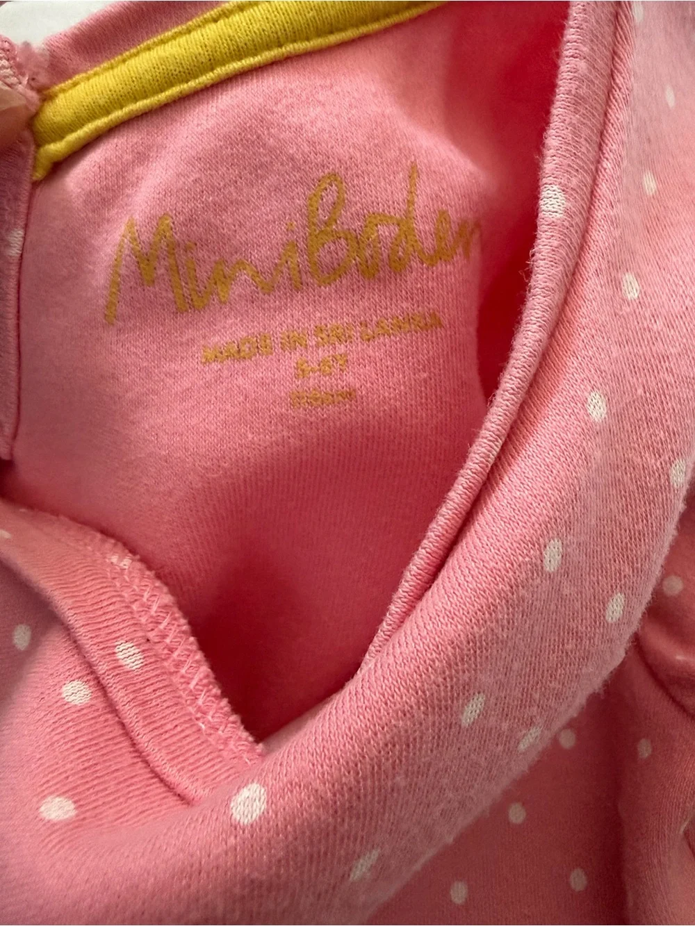 Mini Boden Pink Polka Dot Dress with Colorful Floral & Butterfly Appliqués